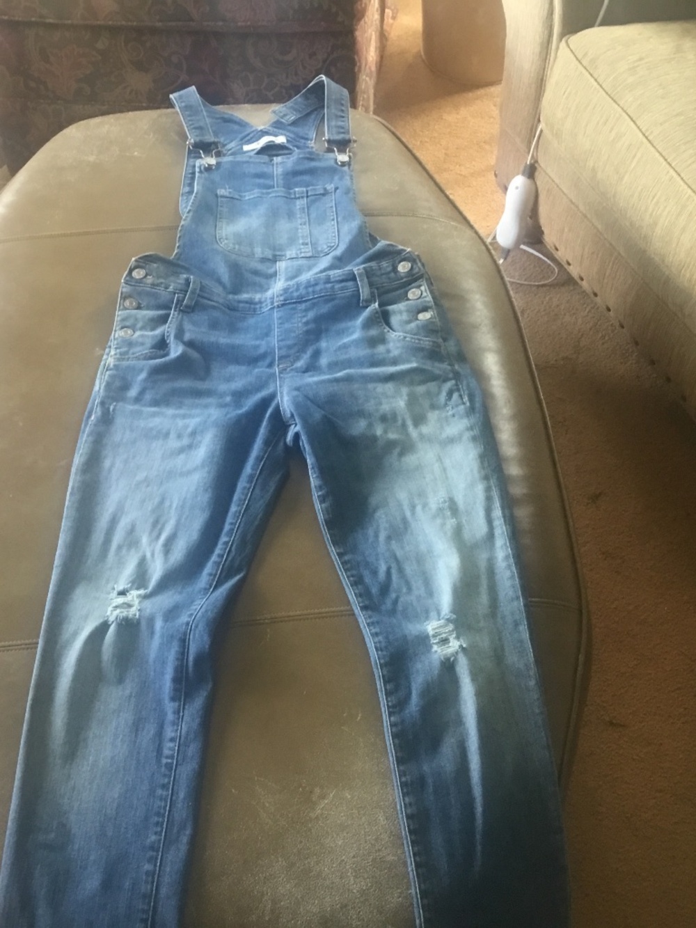 Mavi Womens Distressed Denim Overall Jumpsuit Size XS